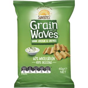 GRAIN WAVES – SOUR CREAM & CHIVES – 40GMS – 18PK