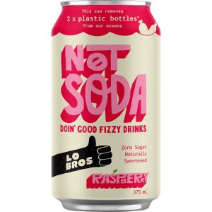 LO BROS – NOT SODA – RASPBERRY – 24PK – 375MLS CAN