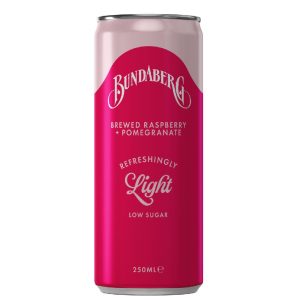 BUNDABERG – RASPBERRY + POMEGRANATE – REFRESHINGLY LIGHT – 250MLS – 24PK
