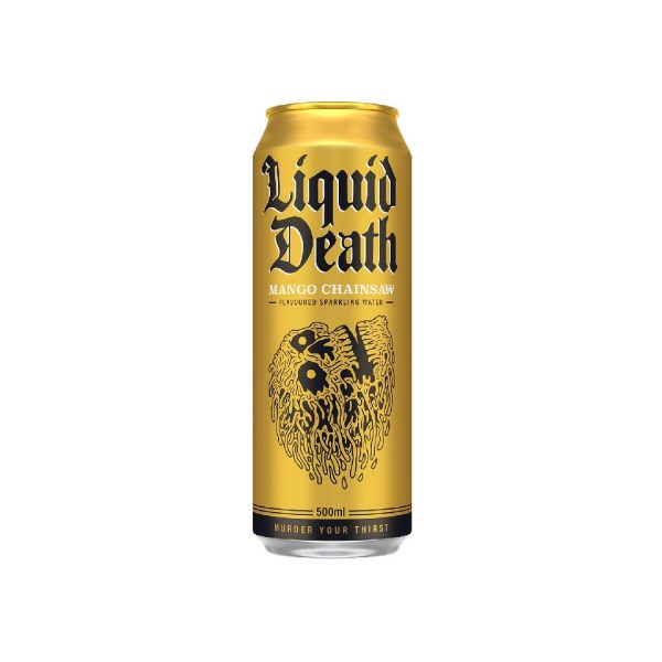 LIQUID DEATH – MANGO SPARKLING WATER – 12PK – 500MLS CAN