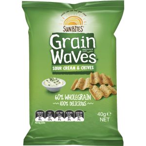 GRAIN WAVES – SOUR CREAM & CHIVES – 40GMS – 18PK