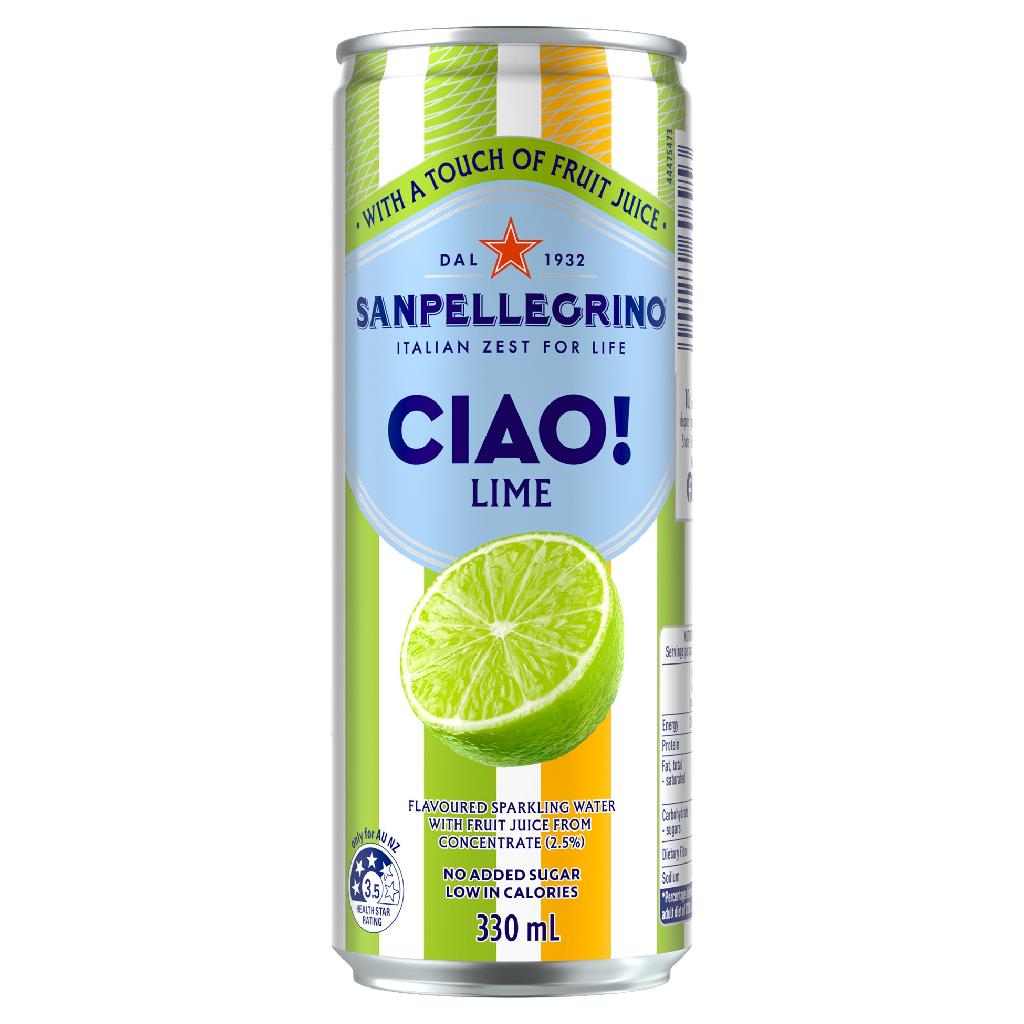 S.PELLEGRINO – CIAO! – LIME – CANS – 330MLS – 24PK