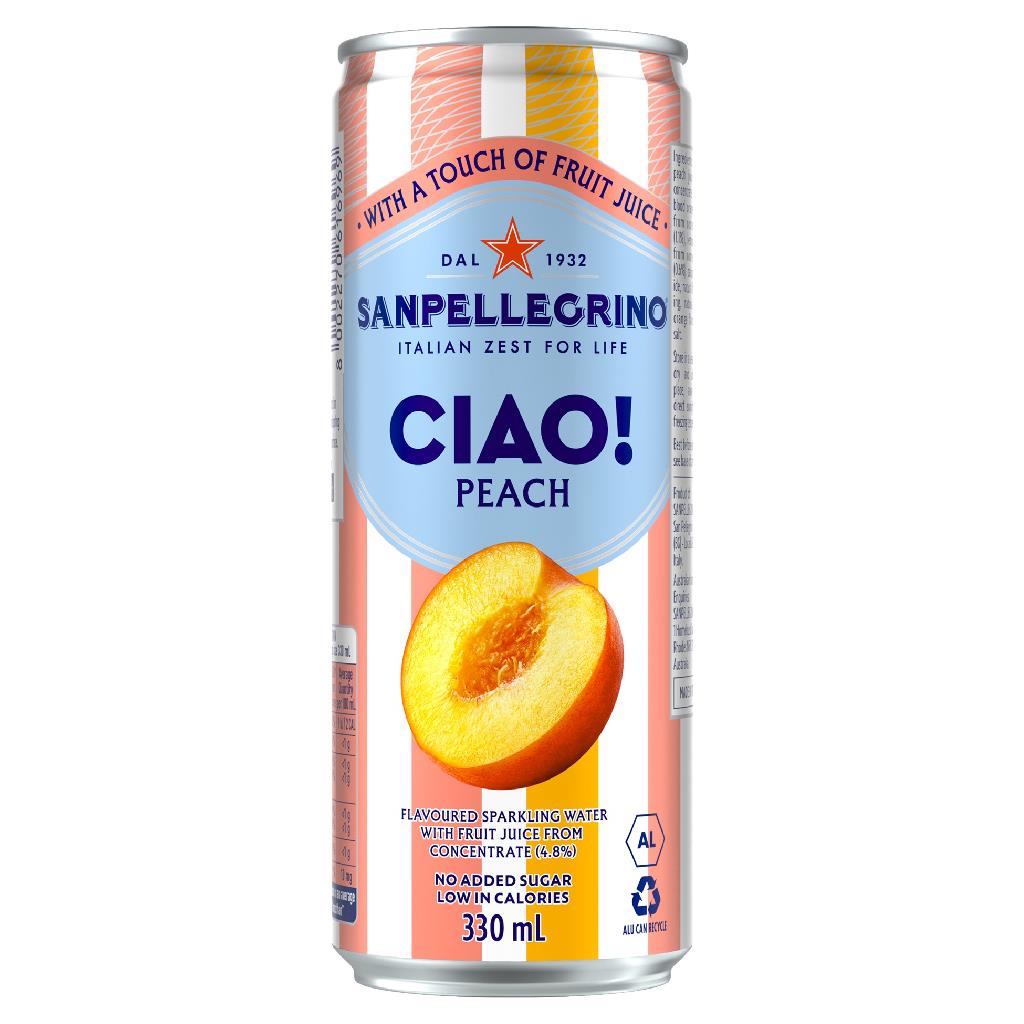 S.PELLEGRINO – CIAO! – PEACH – CANS – 330MLS – 24PK