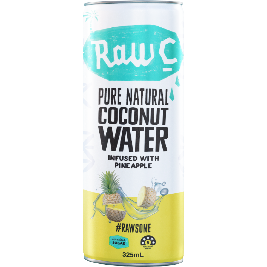 RAW C – 325MLS – 12PK – PINEAPPLE – COCONUT WATER – CANS