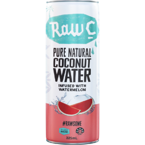 RAW C – 325MLS – 12PK – WATERMELON – COCONUT WATER – CANS