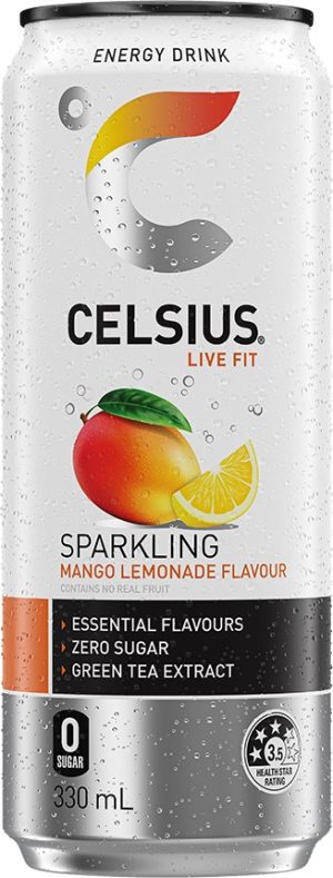 CELSIUS – MANGO LEMONADE – 330MLS – CANS – 24PK