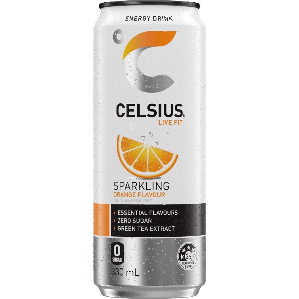 CELSIUS – ORANGE – 330MLS – CANS – 24PK